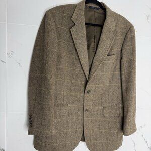 Vtg Brooks Brothers Plaid 38R Blazer Sport Coat Herringbone Camel Hair USA Union